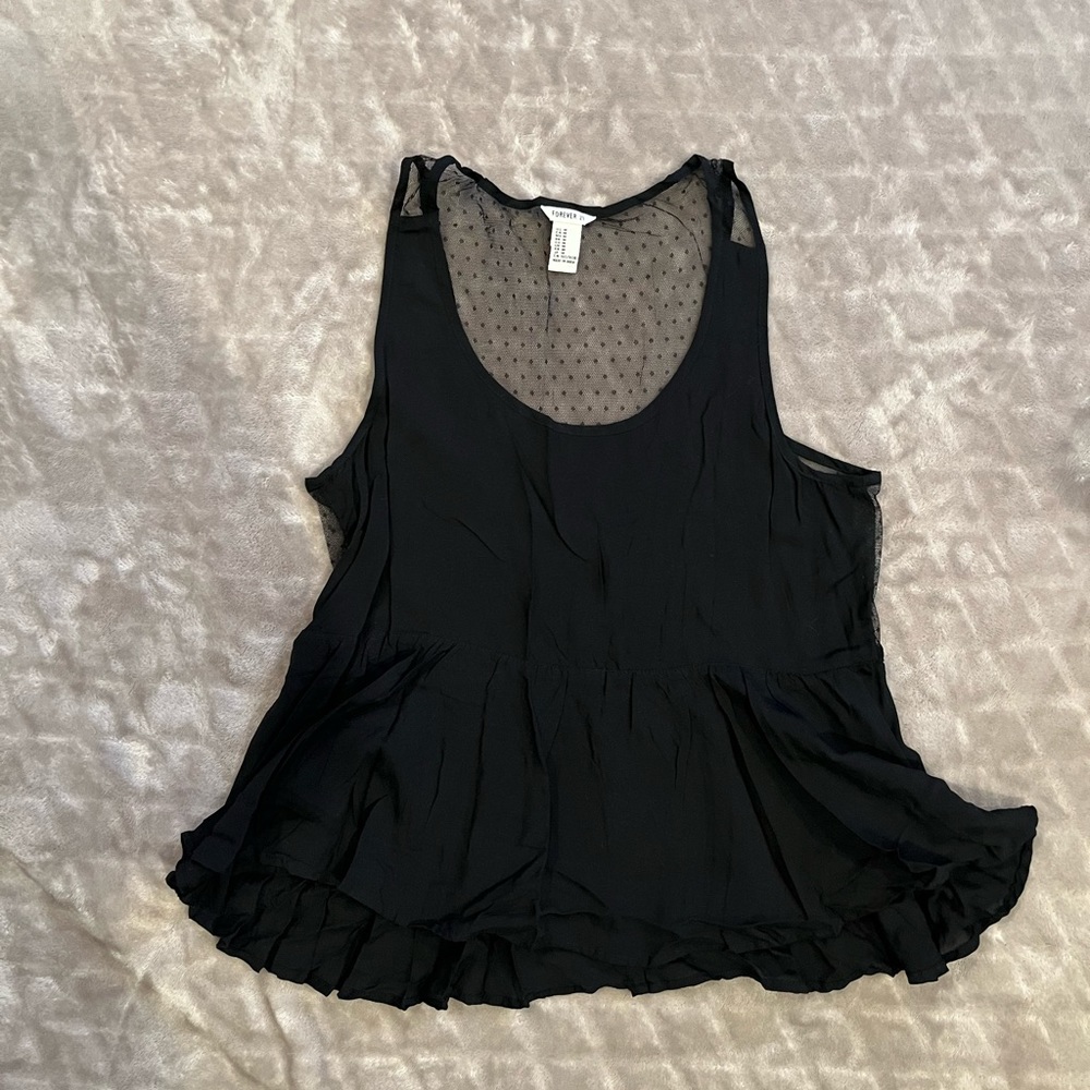 Black peplum tank top
